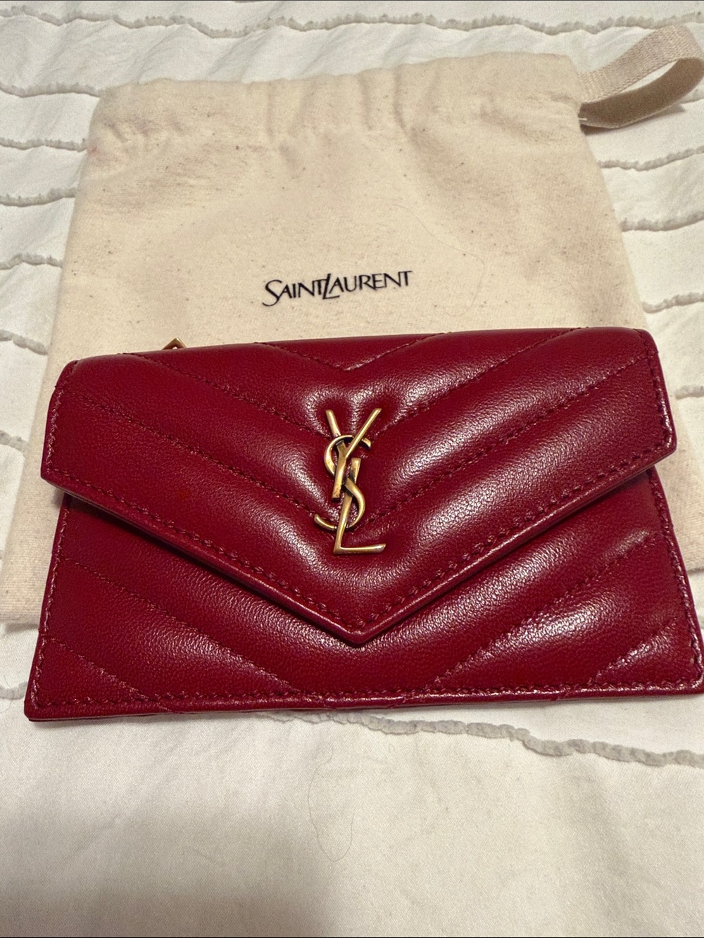 Saint Laurent Cassandre fragments flap card case in lambskin